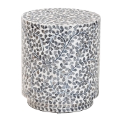 bali & pari Marilla Coastal Black and White Mother of Pearl Capiz Shell Ottoman Footstool
